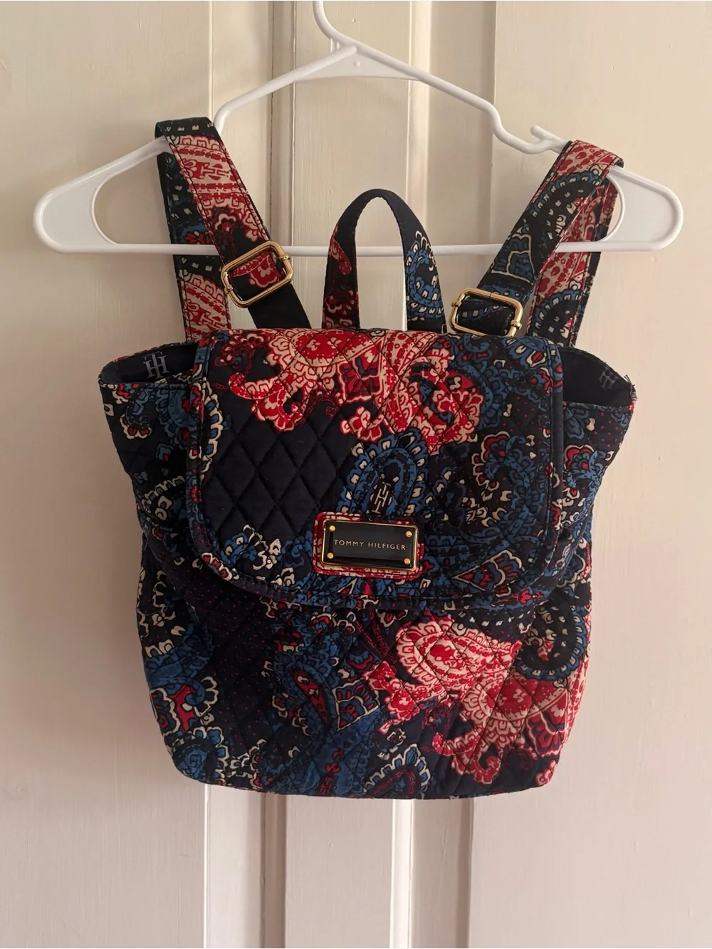 Tommy Hilfiger Quilted Paisley Mini Backpack in Navy, Red & Blue